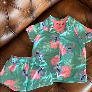 Disney Stitch Kids Pajama Set - Teal and Pink